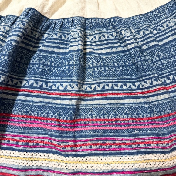 Lucky Brand Colorful Ethnic Hmong Style Boho Folk Skirt with Elastic Waist - S - Picture 9 of 15